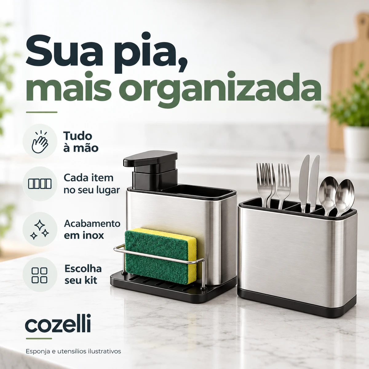 Visão geral dos benefícios de Organizador de Pia em Inox